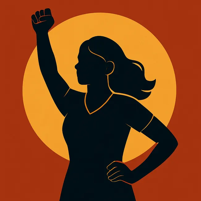 Ilustración de una mujer con el puño en alto